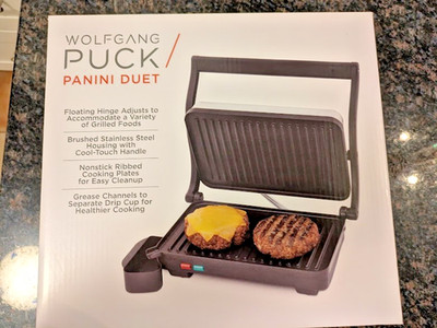 Wolfgang Puck Panini Duet Press Brushed Stainless Steel Cooking Grill/Press New