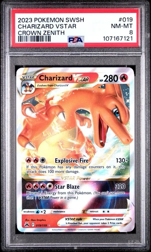 2023 Pokemon Crown Zenith #019 Charizard VSTAR PSA 8 Card NM-MINT Trusted Seller