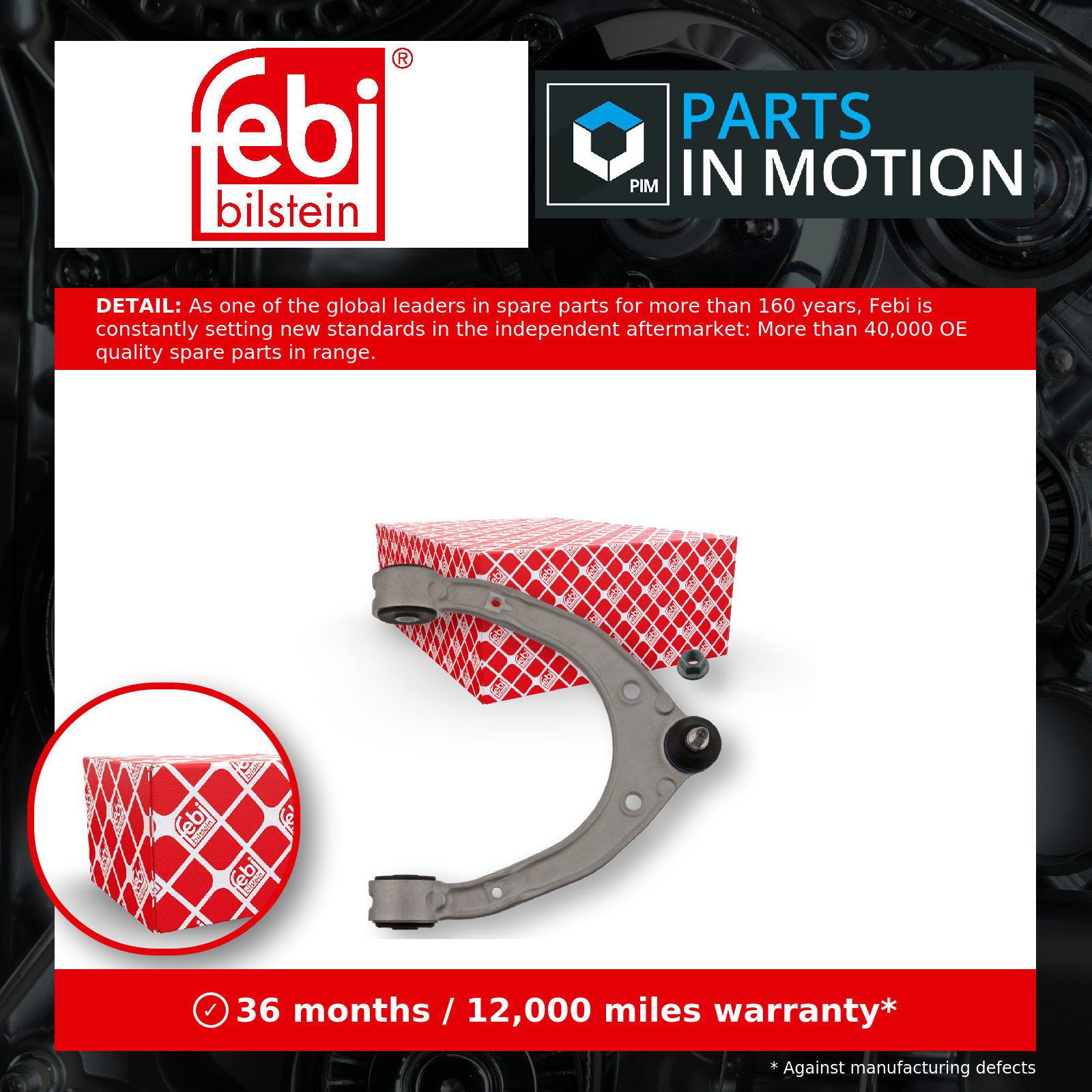 Wishbone / Suspension Arm Front Upper 45380 Febi Track Control 7L8407021 Quality