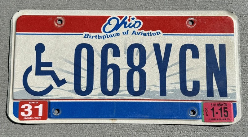 Ohio Disabled Person License Plate OH Wheelchair Handicapped Lic 