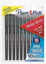 Paper Mate Write Bros Ballpoint Pens, Medium Point (1.0Mm), Black, 10 Count