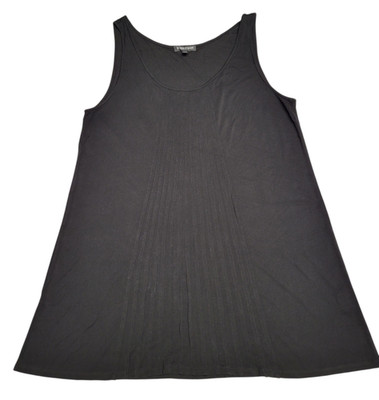 Eileen Fisher 100% Silk Sleeveless Tank Top Tunic Medium Black Pintuck Details
