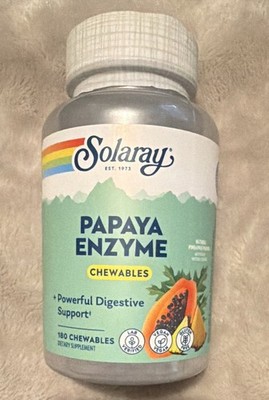 Solaray Papaya Enzyme Digestive Support Vegan Gluten-Free Pineapple 180 ct