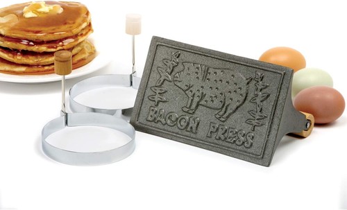 Norpro Cast Iron Bacon Press with Egg Ring Set As Shown - Picture 4 of 5