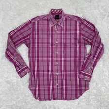 Tailorbyrd Men  s Size L Large Pink Plaid Long Sleeve Dress Shirt Button Up Shirt