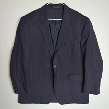 LAUREN RALPH LAUREN Vtg Blue Striped BLAZER SUIT COAT JACKET Men's 46R 46L