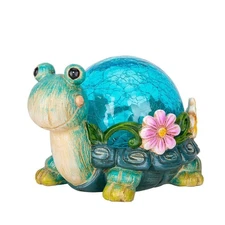 Afirst Garden Turtle Statue Outdoor Decor - Resin Outdoor Figurine Glass Sola...