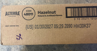 100x.23oz Alterra Flavia Hazelnut Coffee Rails 48011 BB 1/30/2027 Light Roast