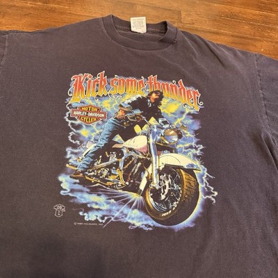 Vintage 1988  Harley Davison  Kick Some Thunder  SINGLE STITCH Size LG England