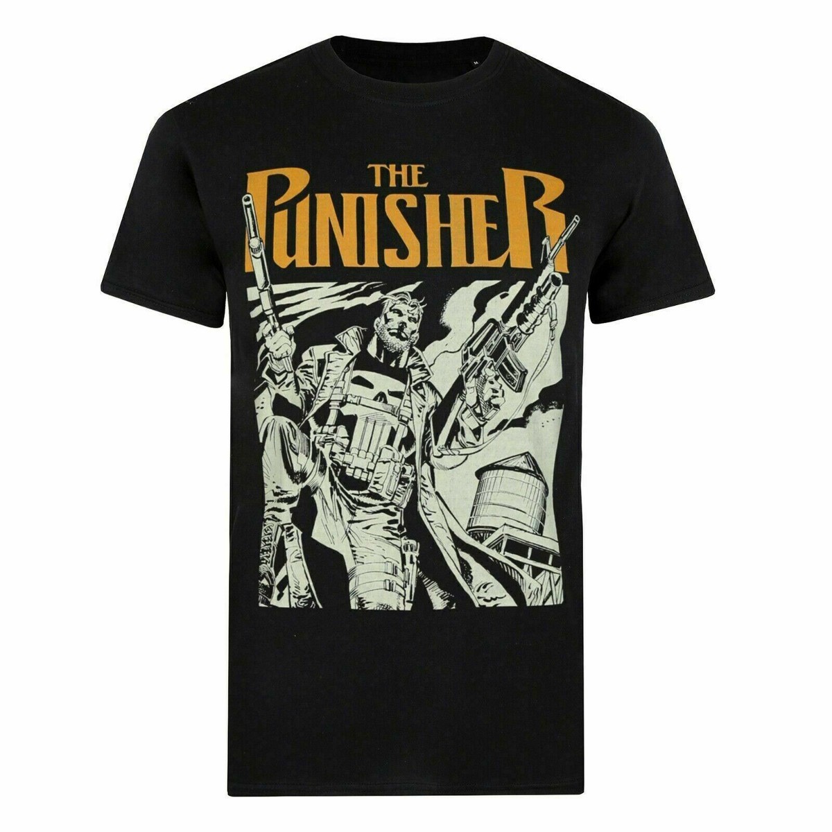 Official Marvel Mens Punisher Dual Guns T-shirt Black S XXL