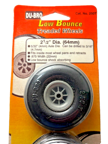 New Sealed 2 1/2" RC Airplane Du-Bro Low Bounce Shock Absorbing Wheels 250T - Picture 2 of 3