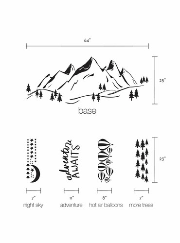 MOUNTAINS WALL DECAL WITH ADVENTURE AWAITS - Picture 3 of 4