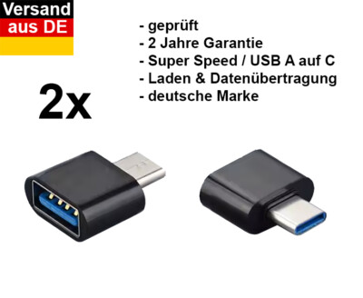 2x USB C auf USB A Adapter OTG -USB Stick Laptop Samsung Xiaomi Datenübertragung