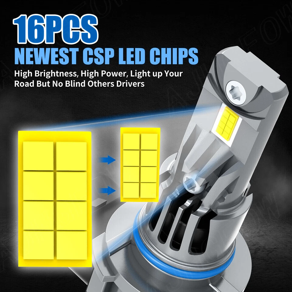 For Cadillac Fleetwood 1987-1996 LED Headlight Bulbs High&Low Beam Combo Kit - Image 3 of 4