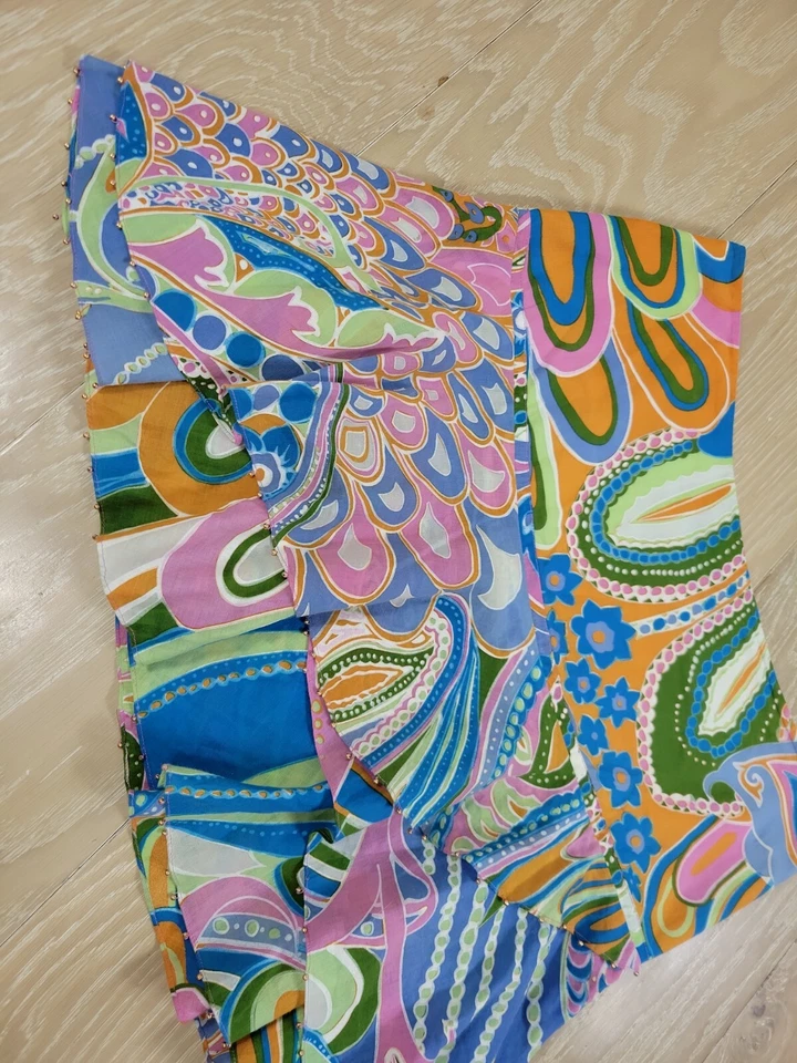 Saia Feminina TIBI Tamanho 6 Camadas Camadas Paisley Algodão Casual Colorida *LEIA* - Imagem 2 de 4