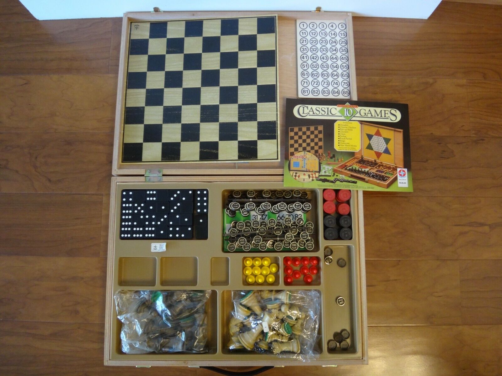  Classic Wood Family 10 Game Set Black & Gold Board Game : Toys  & Games