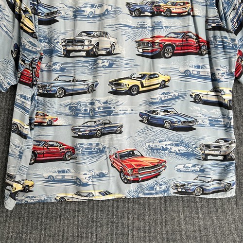 Camicia hawaiana vintage Reyn Spooner uomo XL blu stampa auto rayon filato casual - Foto 6 di 11