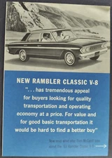 1963 Rambler Classic V8 Sedan Road Test Brochure Folder AMC Nice Original 63