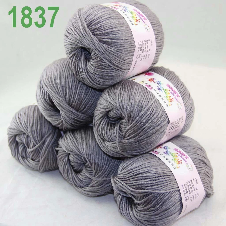 Sale 6Skeinsx50gr DK Baby Cashmere Silk Wool Hand Knitting Scarf Crochet Yarn 37 - Image 3 of 4