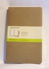 Moleskine Cashiers Collection Ruled Journals, Set of 3 Brown Plain Journals 60 p