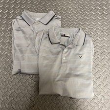  2 Callaway Opti Dry Golf Polo Gray Shirts Size Large Short Sleeve Stripes