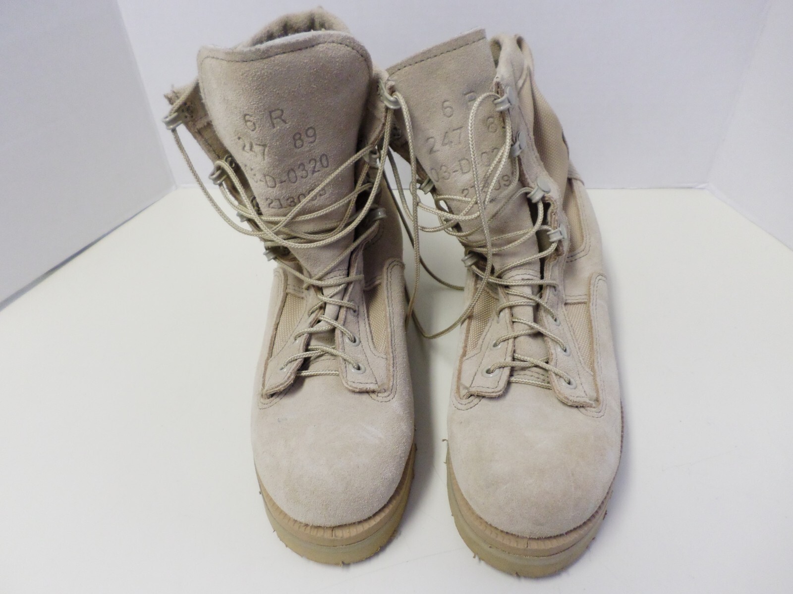 Steel Toe Army Work Combat Boots Tan Leather Womens Size 6R Vibram