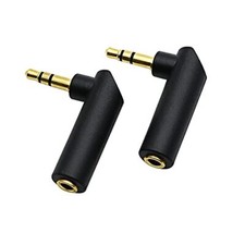 3.5mm Male to Female Audio Adapter Right Angle TRS Stereo Jack Plug, 2 Pack
