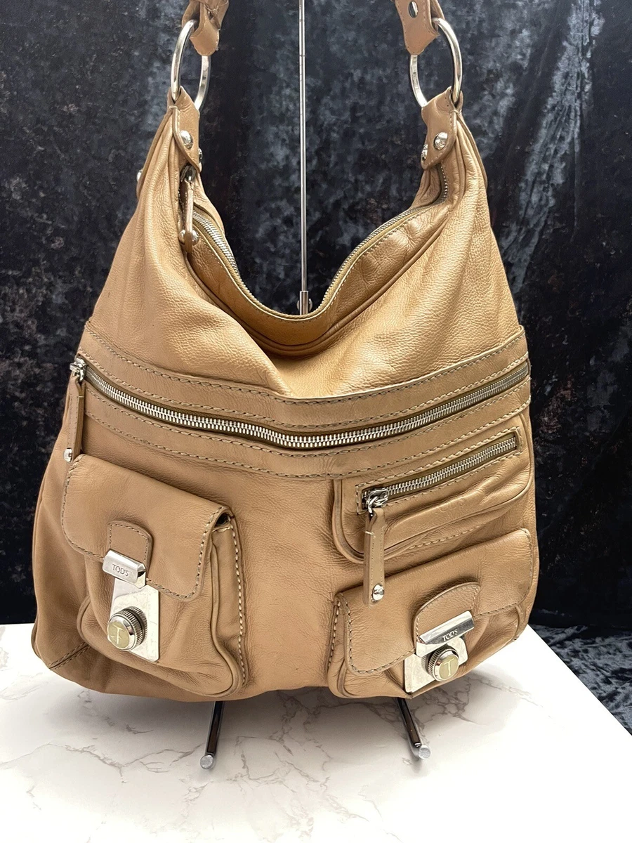 TOD S Classic TOOK TRACOLLA MEDIA Shoulder Bag Purse Leather Multi Pockets