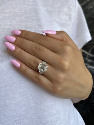18k Ring E VVS2 4.75 Carat Cut Lab Created Diamond IGI CERTIFIED Gift For Her