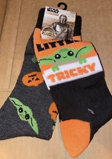 DISNEY STAR WARS GROGU HALLOWEEN Men's 2 PACK CREW SOCKS NEW