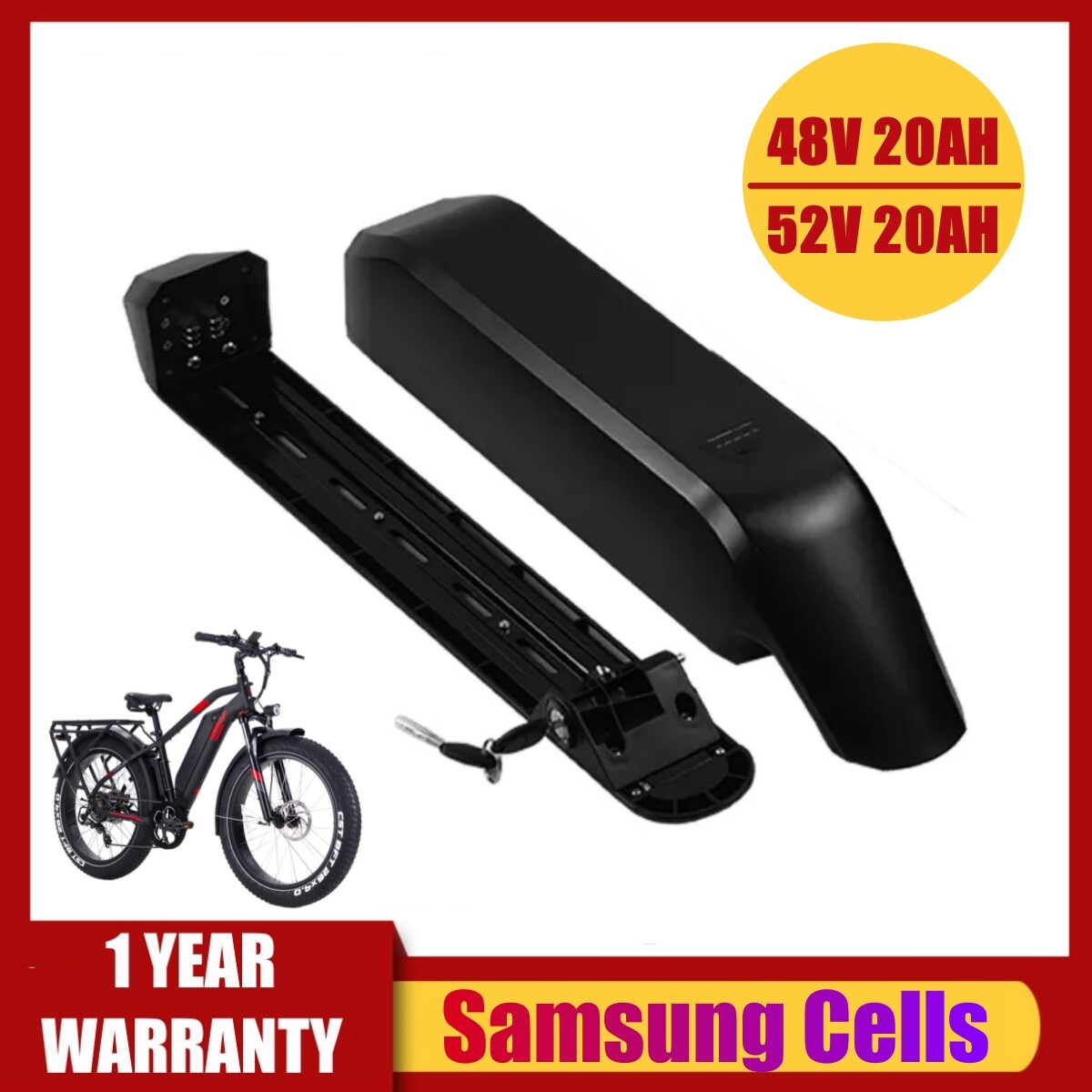 Ebike Battery 52V 48V 20Ah with Samsung 21700 Battery for 1500-350W Bafang  Motor