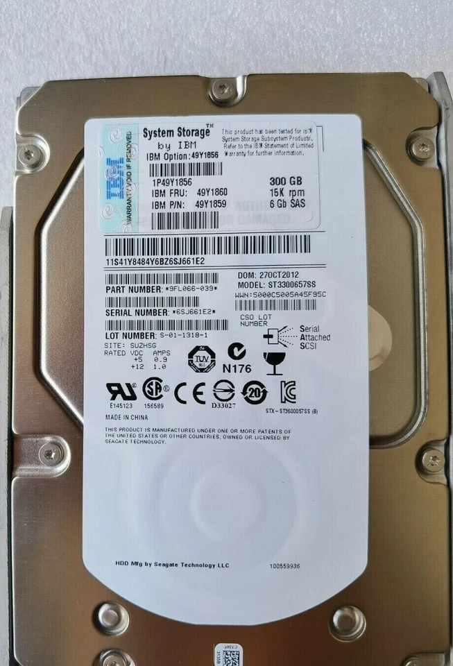 New 49Y1856 49Y1860 IBM 300GB 15K SAS 6G 3.5" HOT SWAP HARD DRIVE HDD - Image 2 of 4