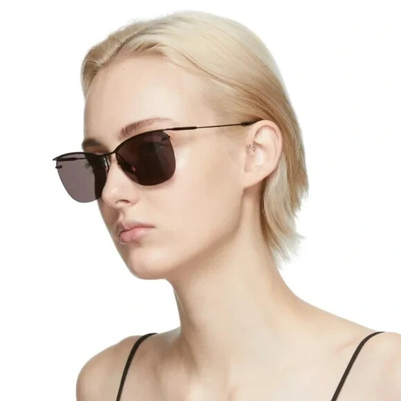 SAINT LAURENT SL 464 001 56 Occhiali da sole unisex metallo nero NUOVO