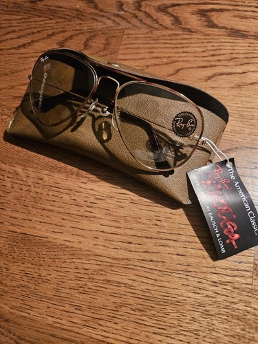 58MM VINTAGE B&L RAY BAN L1701 TORTUGA B15 UV BRAUNE FARBE PILOTENBRILLE NEU