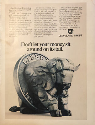 PRINT AD 1974 Cleveland Trust Bank Quick Cash Command Dont Let Money Sit On Tail