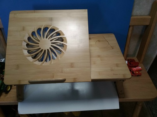 Laptop Desk Nnewvante Adjustable Red,k Table 100% Bamboo With USB Fan - 第 1/8 張圖片