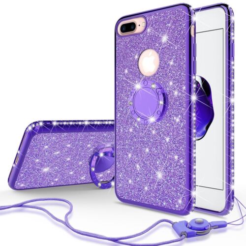 For Iphone 8 Case Iphone 7 Glitter Cute Phone Case Girls Ring Kickstand Purple Ebay