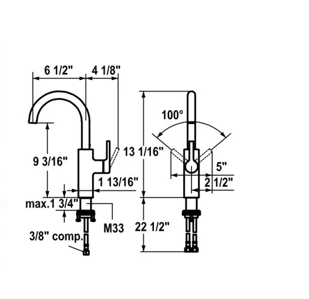 KWC 25.441.110.127 Luna E Bar Grifo Flujo Agua Fría ACERO INOXIDABLE ¡Nuevo En Caja! Foto 2 de 4