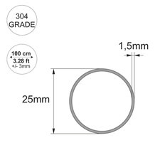 Stainless Steel Round Tube / Pipe VARIOUS SIZES  304 GRADE   1 METER LONG 