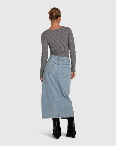 Belle & Bloom Can't Forget You Denim Midi Skirt - Size S - Picture 3 of 6