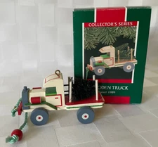 1989 Christmas Hallmark Ornament Wooden Truck #6 Nostalgic Childhood Series