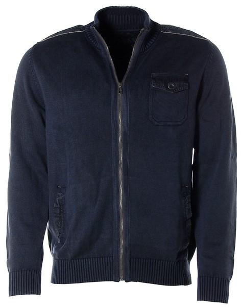 Kitaro Herren Strickjacke Jacke Stehkragen (M, Navy) Y1758-image