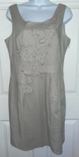 Ann Taylor LOFT Sz 6 Gray Sleeveless Cotton Lined Sheath Dress Side Zip EUC