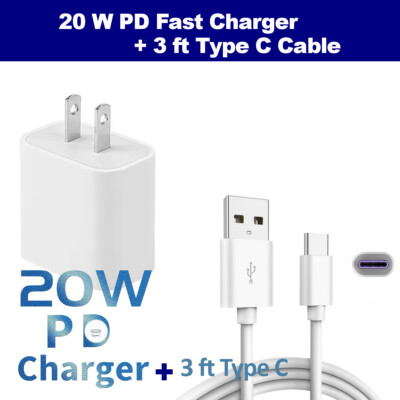 20W Fast Phone Charger Block USB Type C Wall Adapter For iPhone / For Samsung