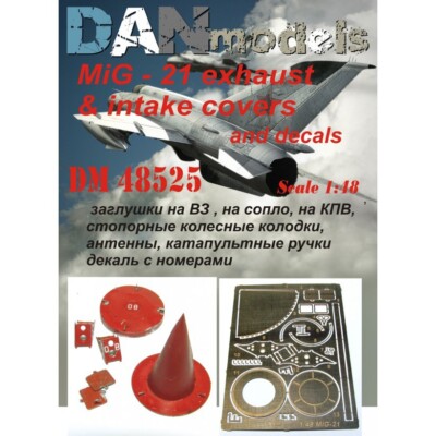 MIG-21 Exhaust & Intake Covers and Decals Dan Models 48525 For Scale Model 1:48
