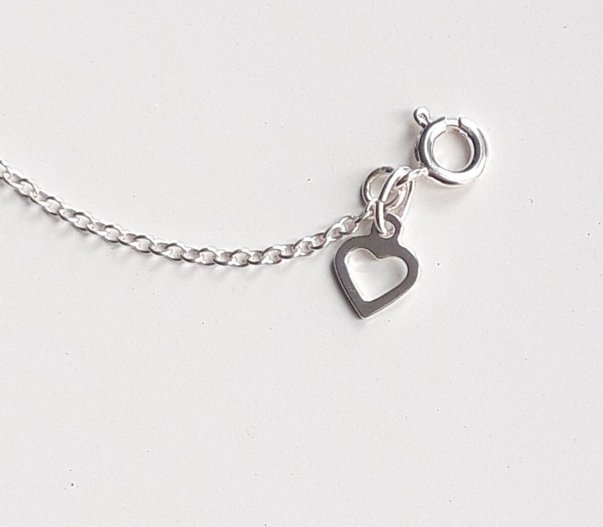 Sterling Silver Bracelet Safety Chain Extender with Open Heart 2 x