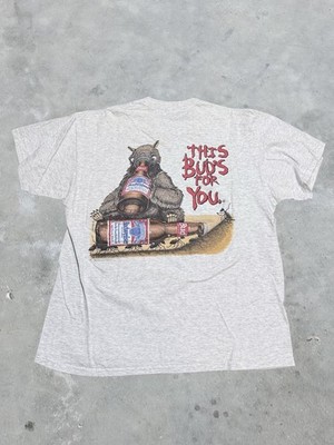 Vintage Budweiser Shirt Mens Large White 90s Beer Alcohol Anteater Promo USA