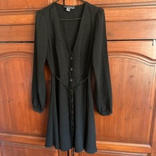 Primark Button Up & Tie Black Dress 6