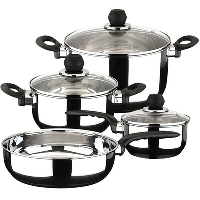 Practika 7-Piece Stainless Steel Cookware Set, Includes Stockpot, Stew pot, S...