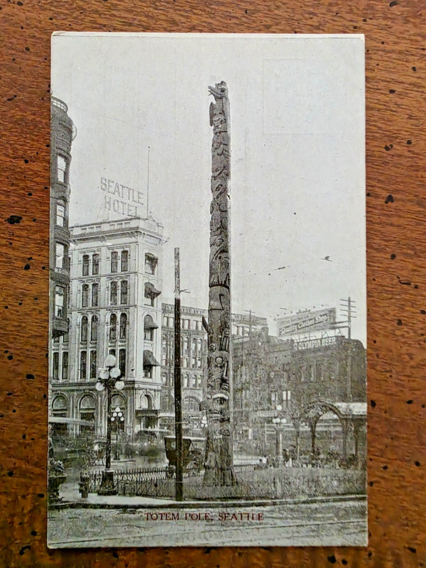 DB POSTCARD VIEW OF TOTEM POLE, SEATTLE, WA, 1900'S